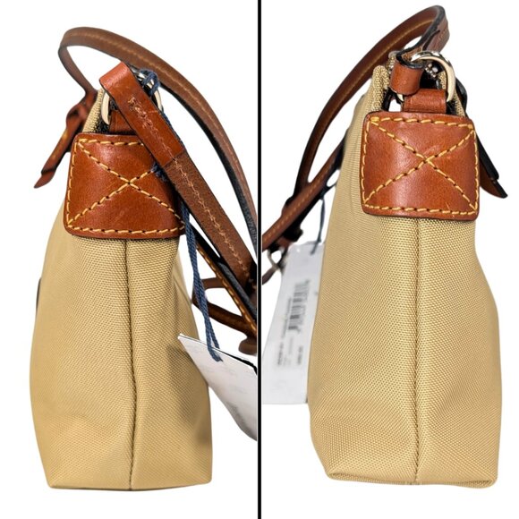 Dooney & Bourke NWT Khaki Nylon Canvas Leather Small Zip Crossbody Pouchette - Picture 4 of 9